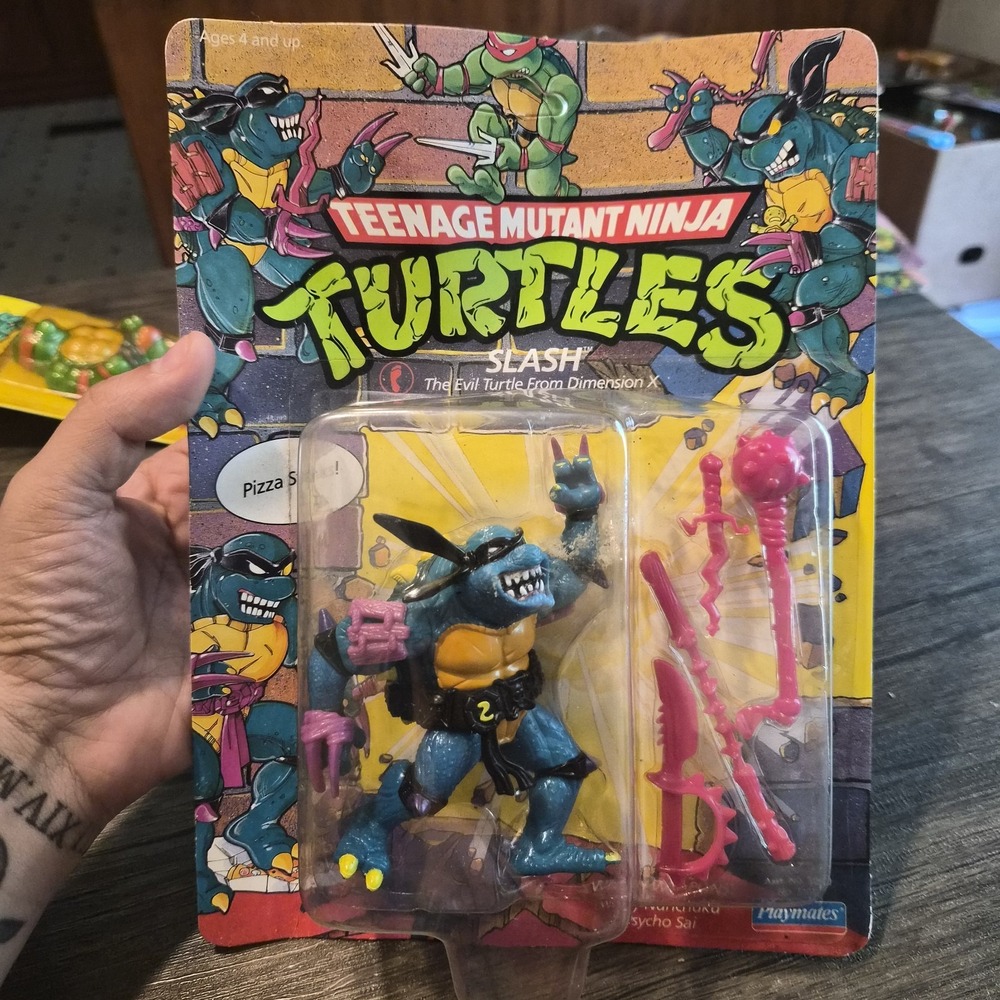 Vintage 1990 TMNT Slash Action Figure Factory Sealed Playmates #5105 Teenage...